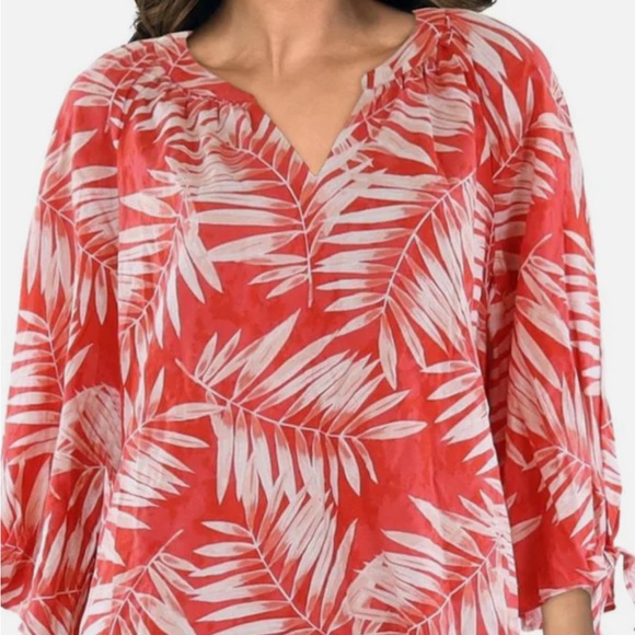 Jones New York Tops - Jones New York Orange and White Leaf Print Blouse